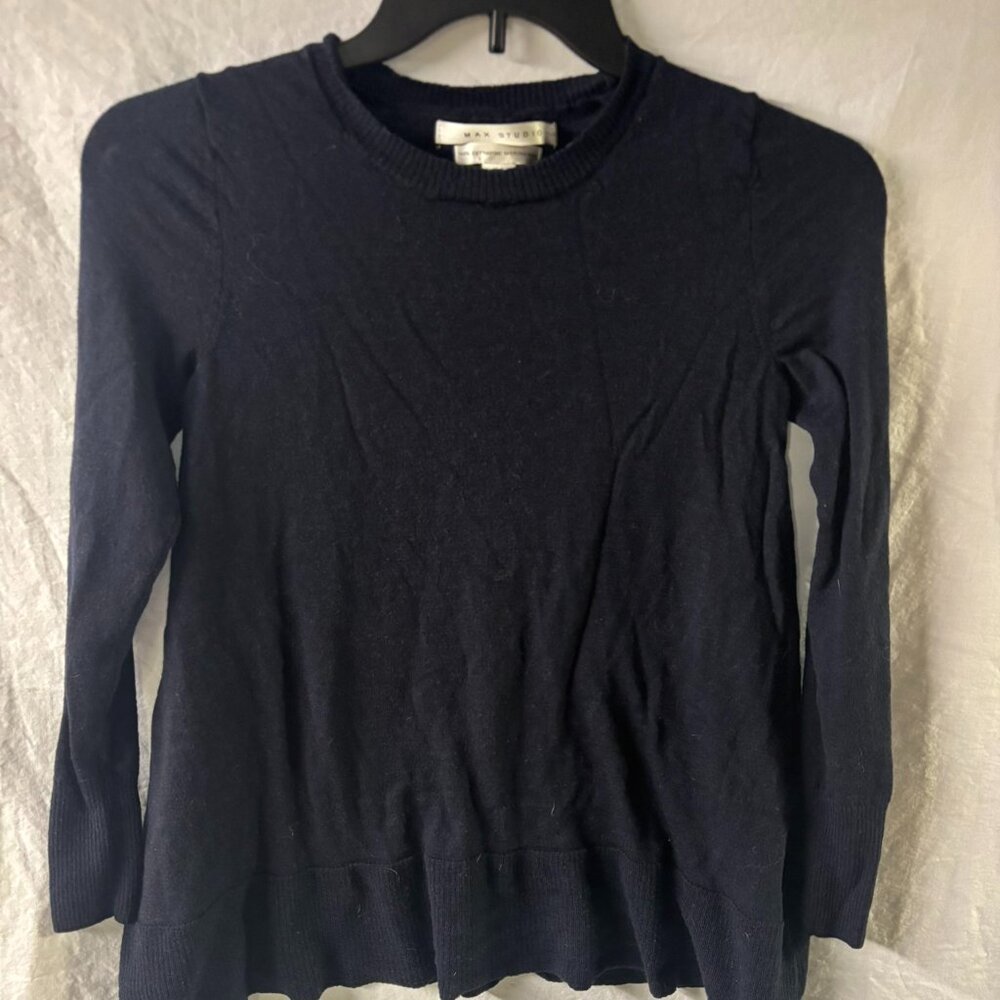 Max studio wool blend long sleeve-Size SM- Navy Blue